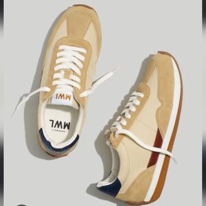 Madewell League Sneakers Tennis Shoes Suede French Vanilla Multicolor Sz 9.5W 8M